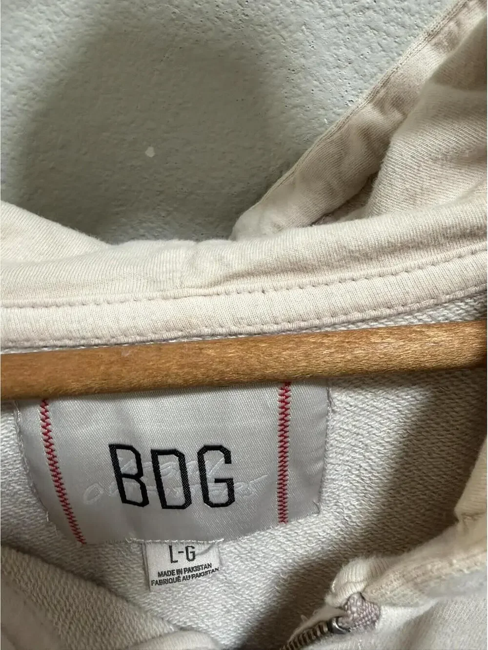 BDG Urban Outfitters Hooded Zip Up Hoodie Sz L Beige